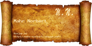 Mahr Norbert névjegykártya