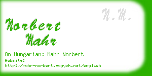 norbert mahr business card